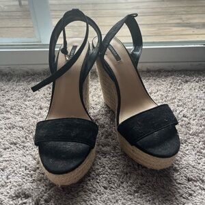 Forever 21 Black Wedge Sandals